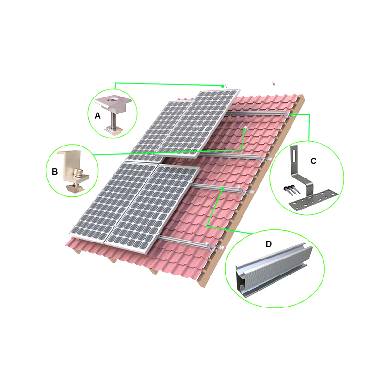 Ganchos fotovoltaicos ajustables de acero inoxidable, accesorios de soporte fotovoltaico para techo