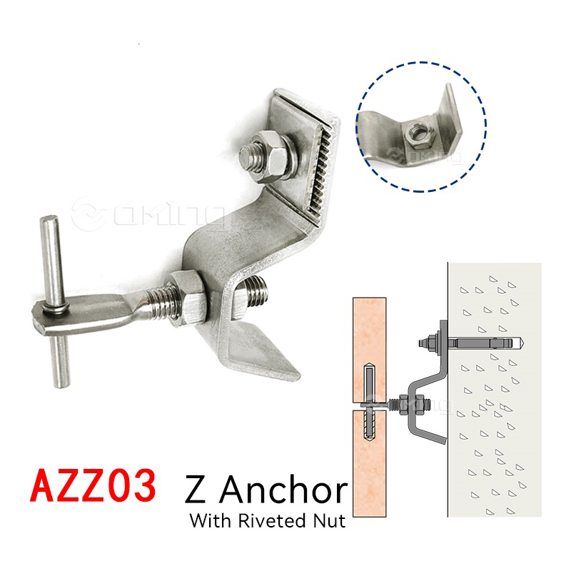 AZZ03 Soporte Z de fijación para revestimiento de piedra con tuerca remachada