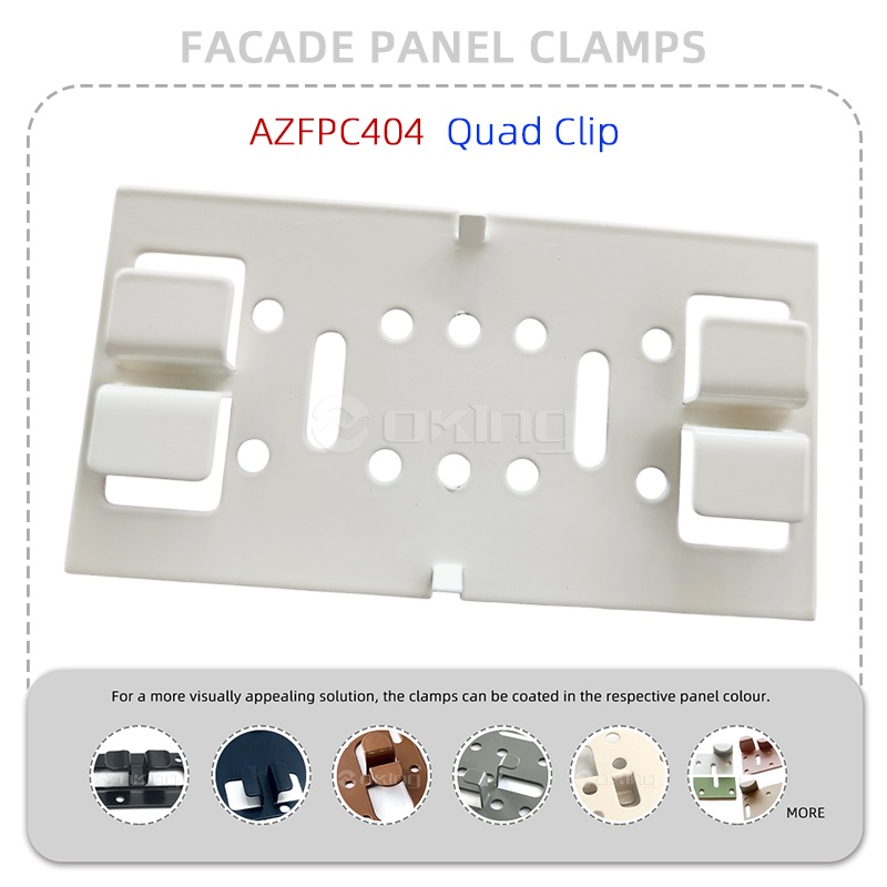 Sistema de abrazaderas para paneles de fachada de acero inoxidable con clip cuádruple AZFPC404