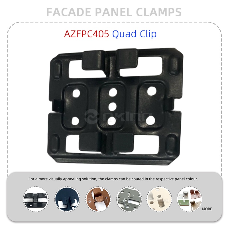 Sistema de abrazaderas para paneles de fachada de acero inoxidable con clip cuádruple AZFPC405